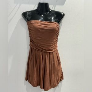 Chic Strapless Tan Romper